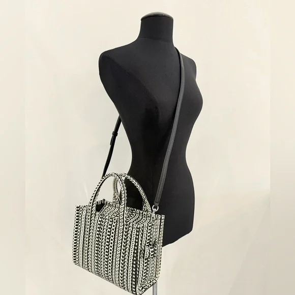 NWT Marc Jacobs small Lamb leather monogram the tote bag - black